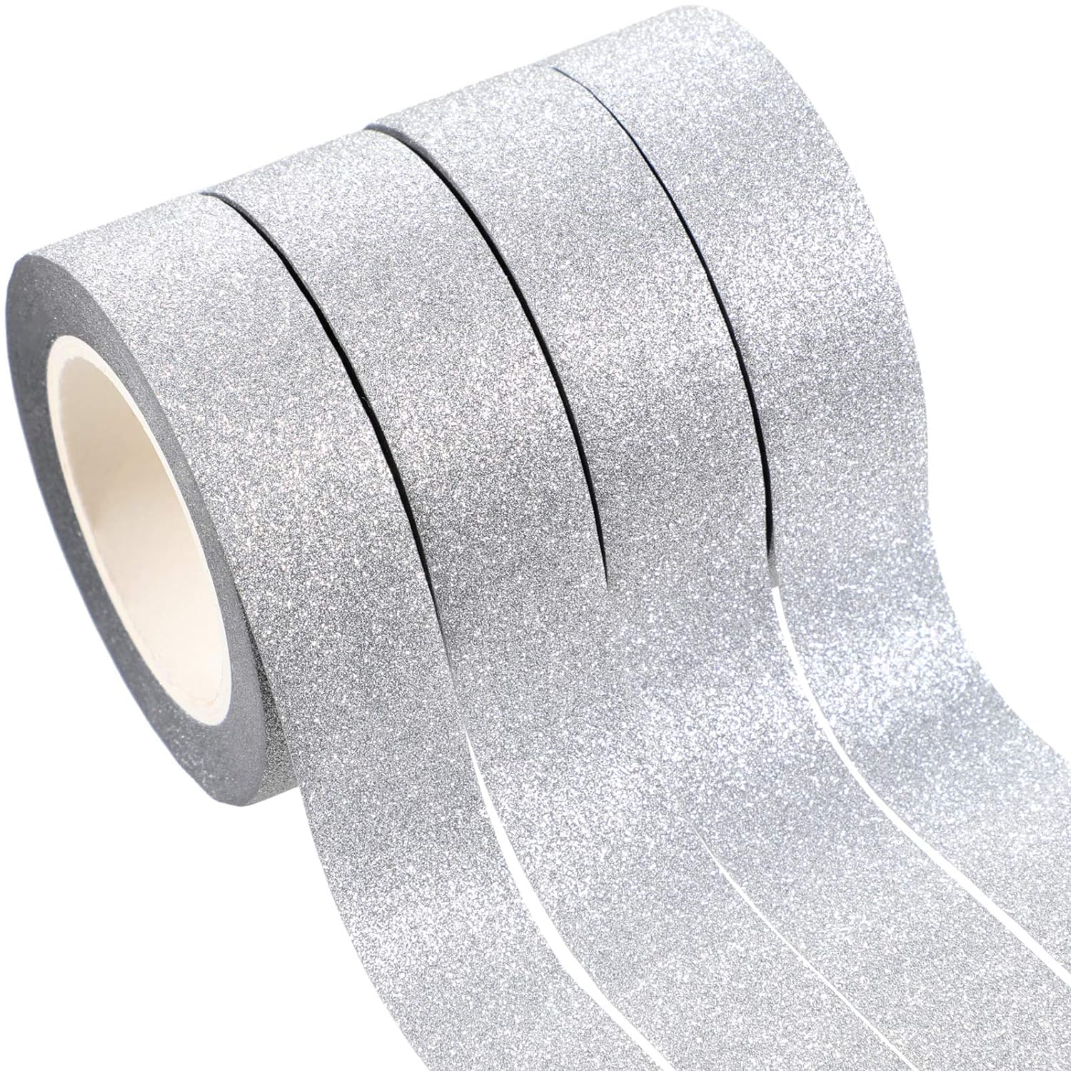 4 Rolls Silver Washi Tape Crafting Glitter Masking Tape