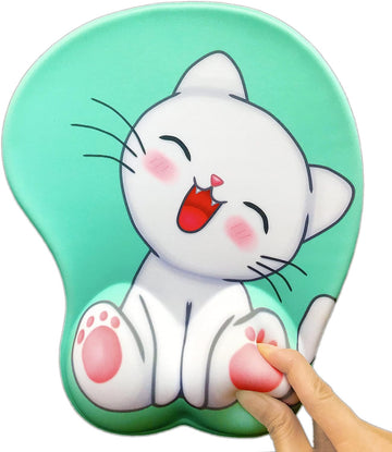 Cute Cat Mouse Pad with Grgonomic Wrist Rest Support
