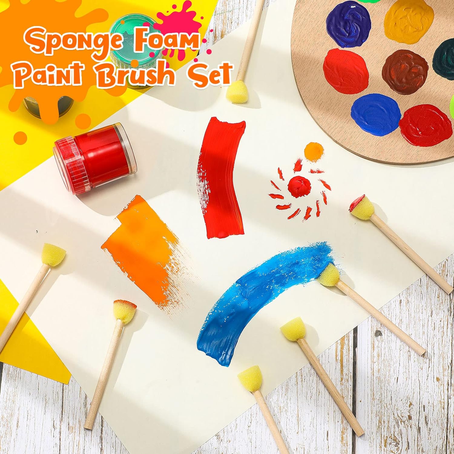 100Pcs Small Round Paint Sponge Foam Brush for Kids DIY Painting Crafts