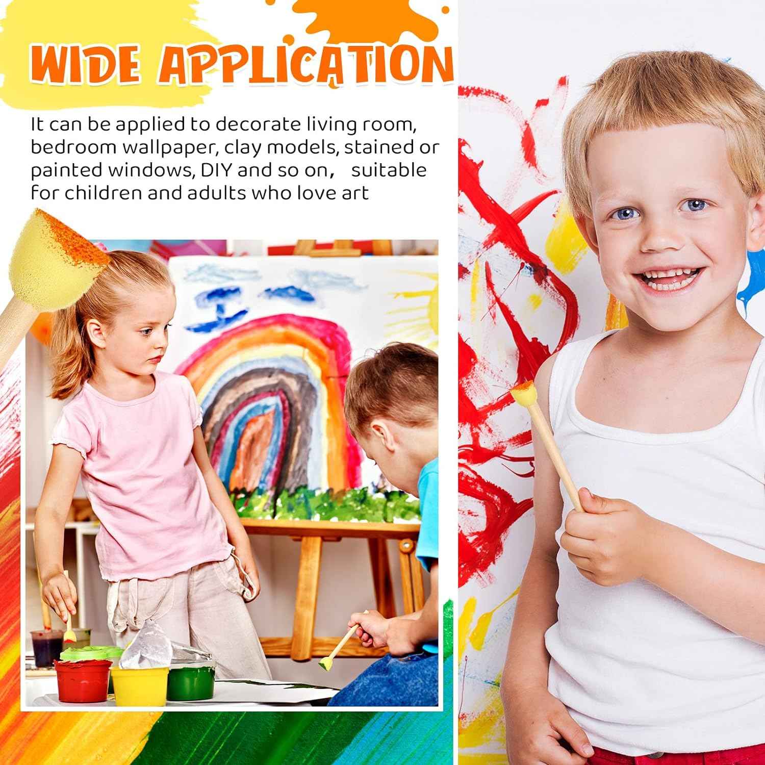 Zocipro 28Pcs Pinceaux Éponges Ronds avec 17cm Palette, Pinceau Mousse Peinture, Éponges à Peinture pour Peinture Acrylique, Outils de Peinture pour Enfants, Arts et Travaux Manuels (4 Tailles