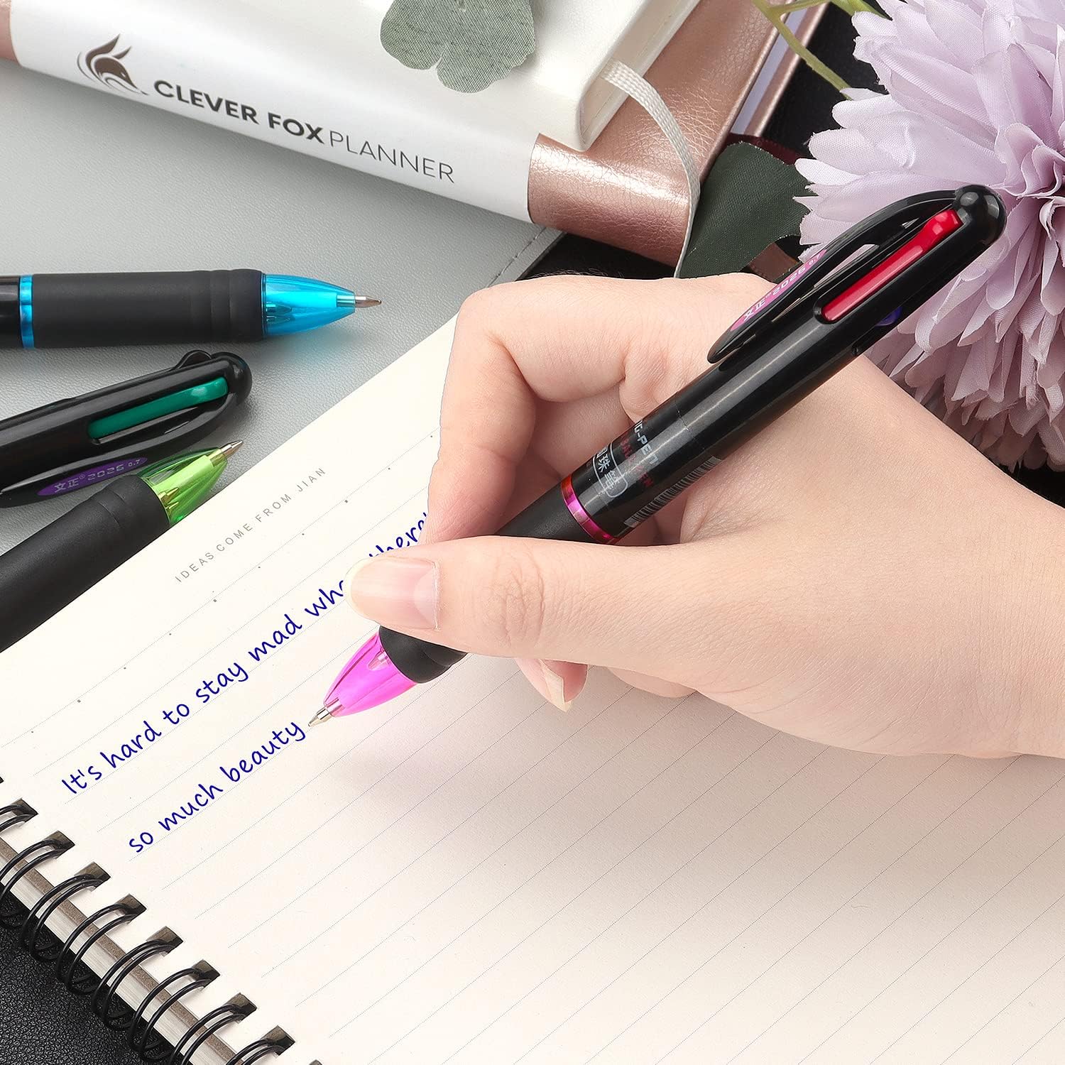 Multicolor Ballpoint Pens 4in1 0.7mm Retractable Gift Pens