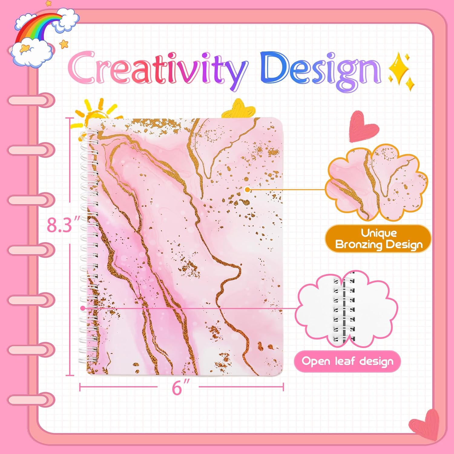 DIY Scrapbook Journal Set for Girls Ages 6-14 Years Old,Pink