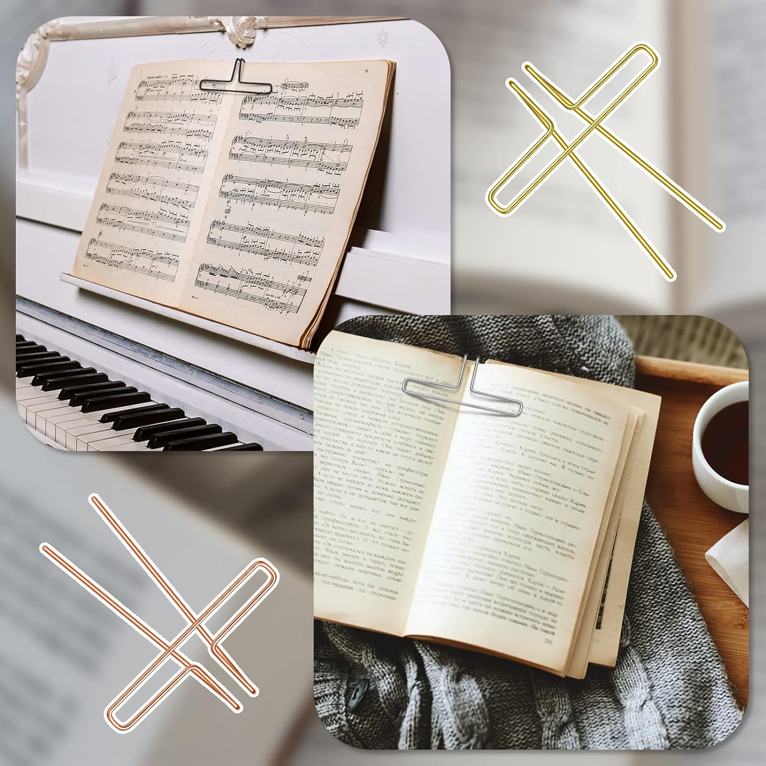 Music Book Metal Clip Book Page Holder for Reading 4 Colors