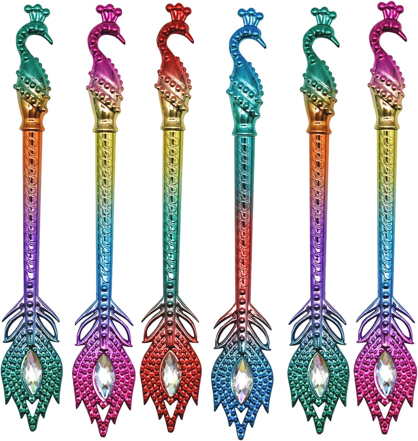 12PCS Dazzling Phoenix Peacock Feather Gel Pens 0.5mm Blue Ink