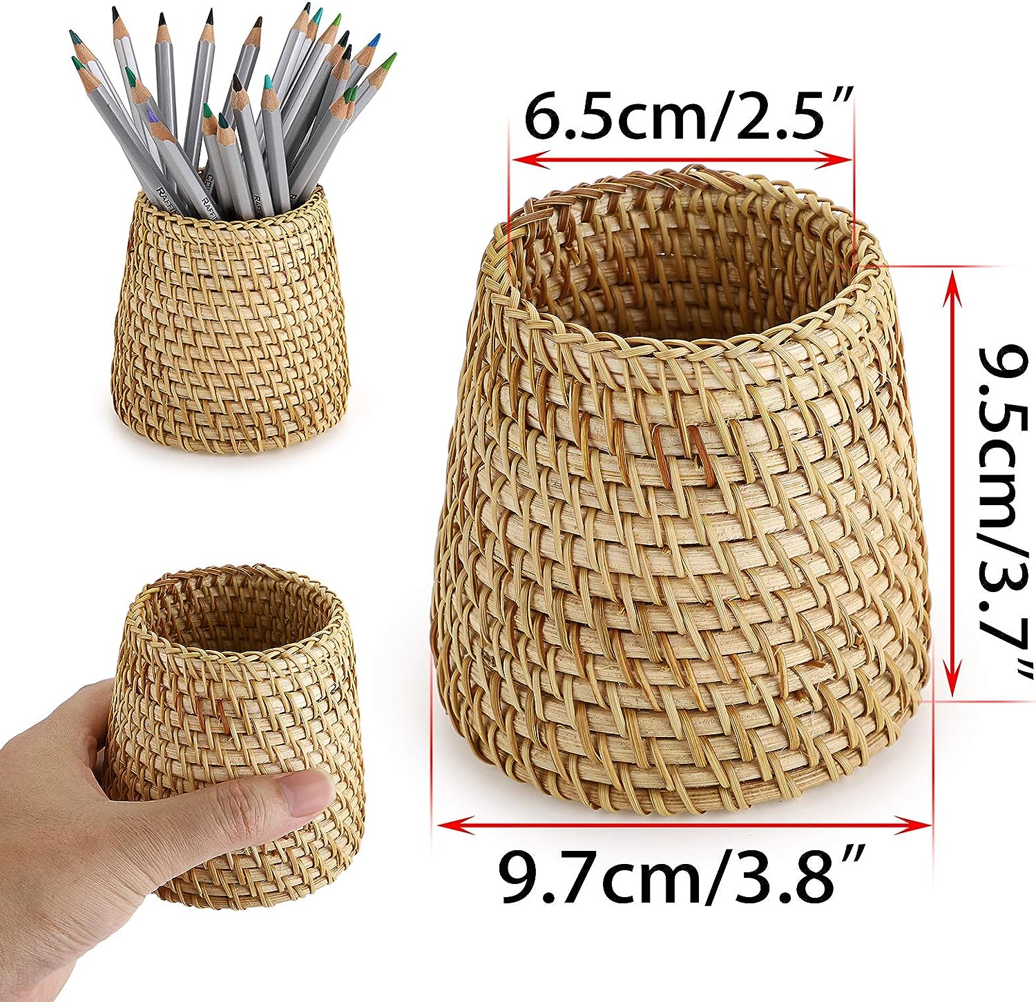 Rattan Pen Cup,Handmade Desk Pencil Holders