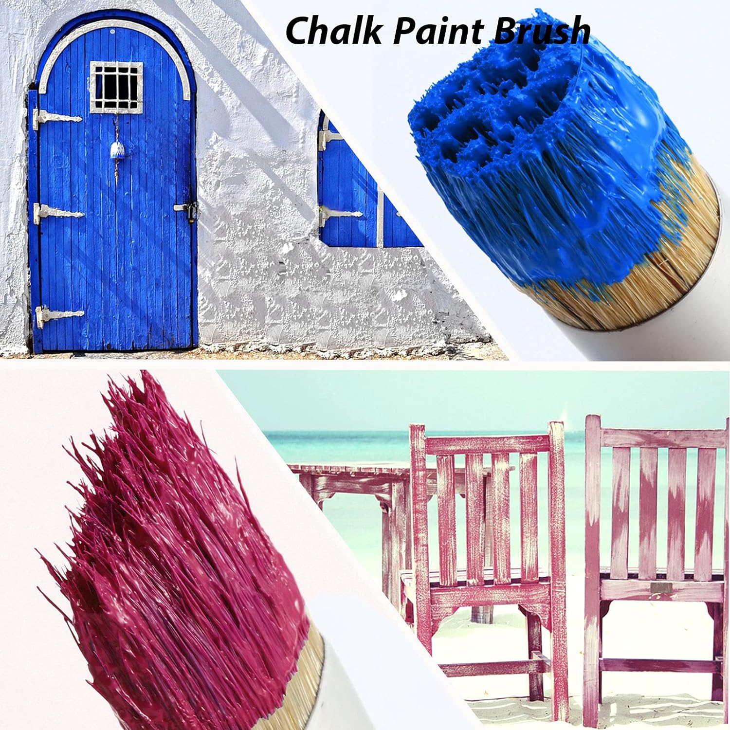 3 Pieces Chalk and Wax Paint Brushes for Acrylic Painting Wood Furniture