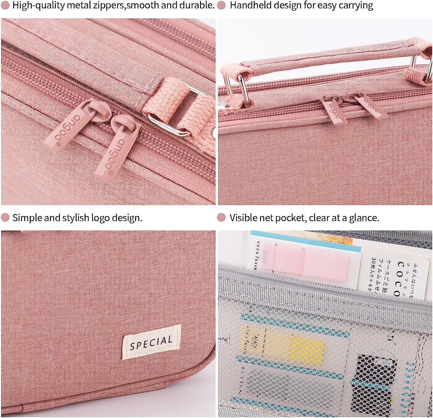 Large Capacity Pencil Case Double Zipper Storage Bag