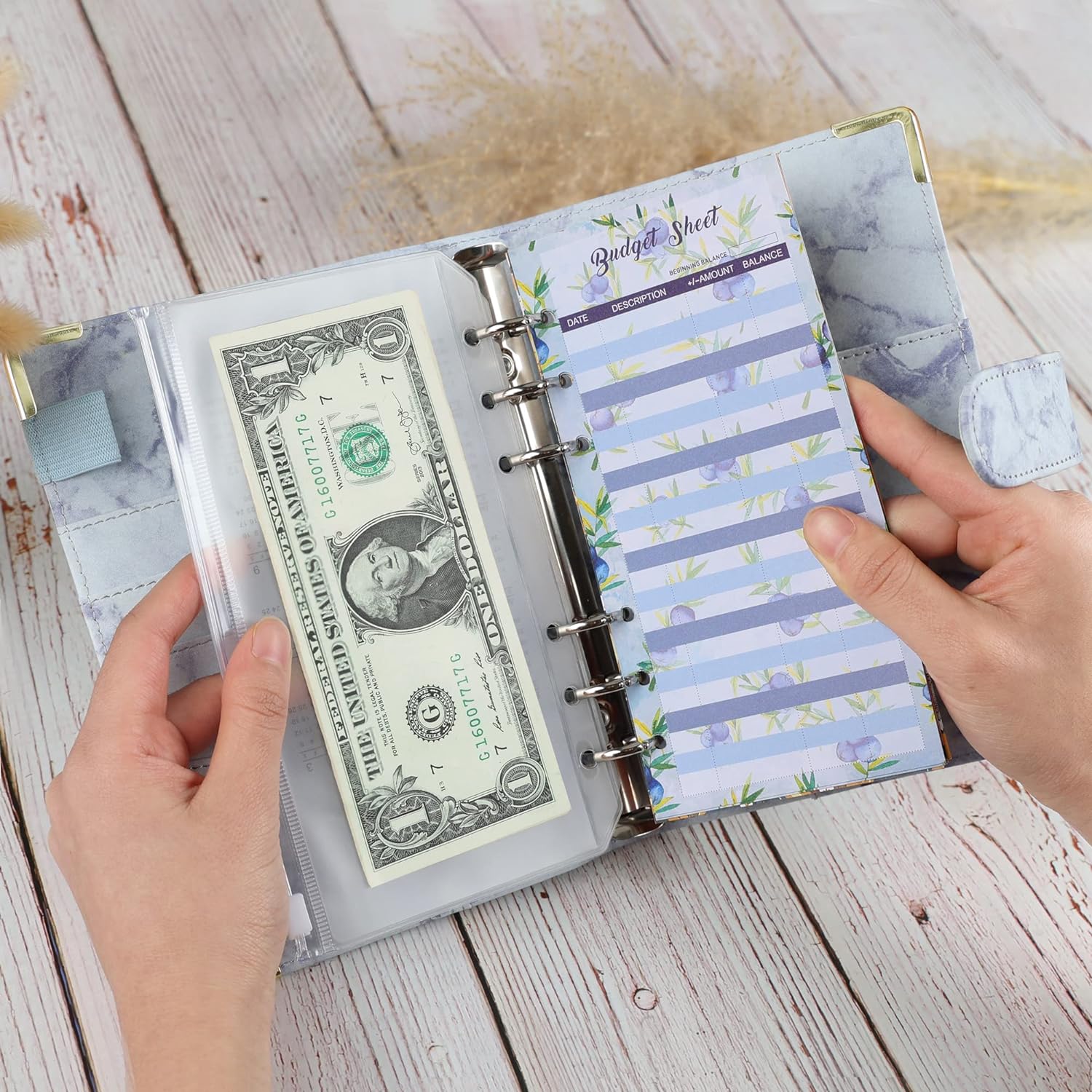 A6 Budget Binder with 12pcs Zipper Cash Envelopes Money Organizer