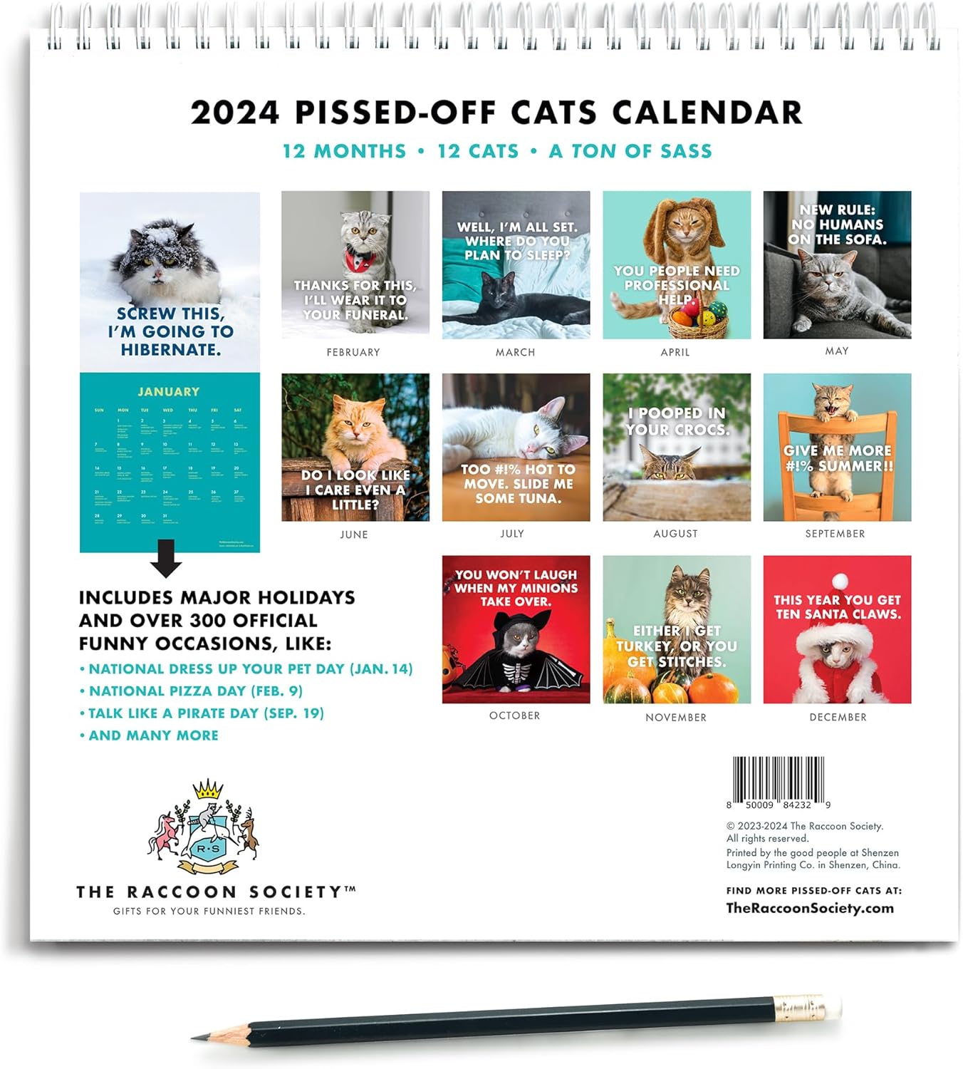 2024 Pissed-Off Cats Wall Calendar