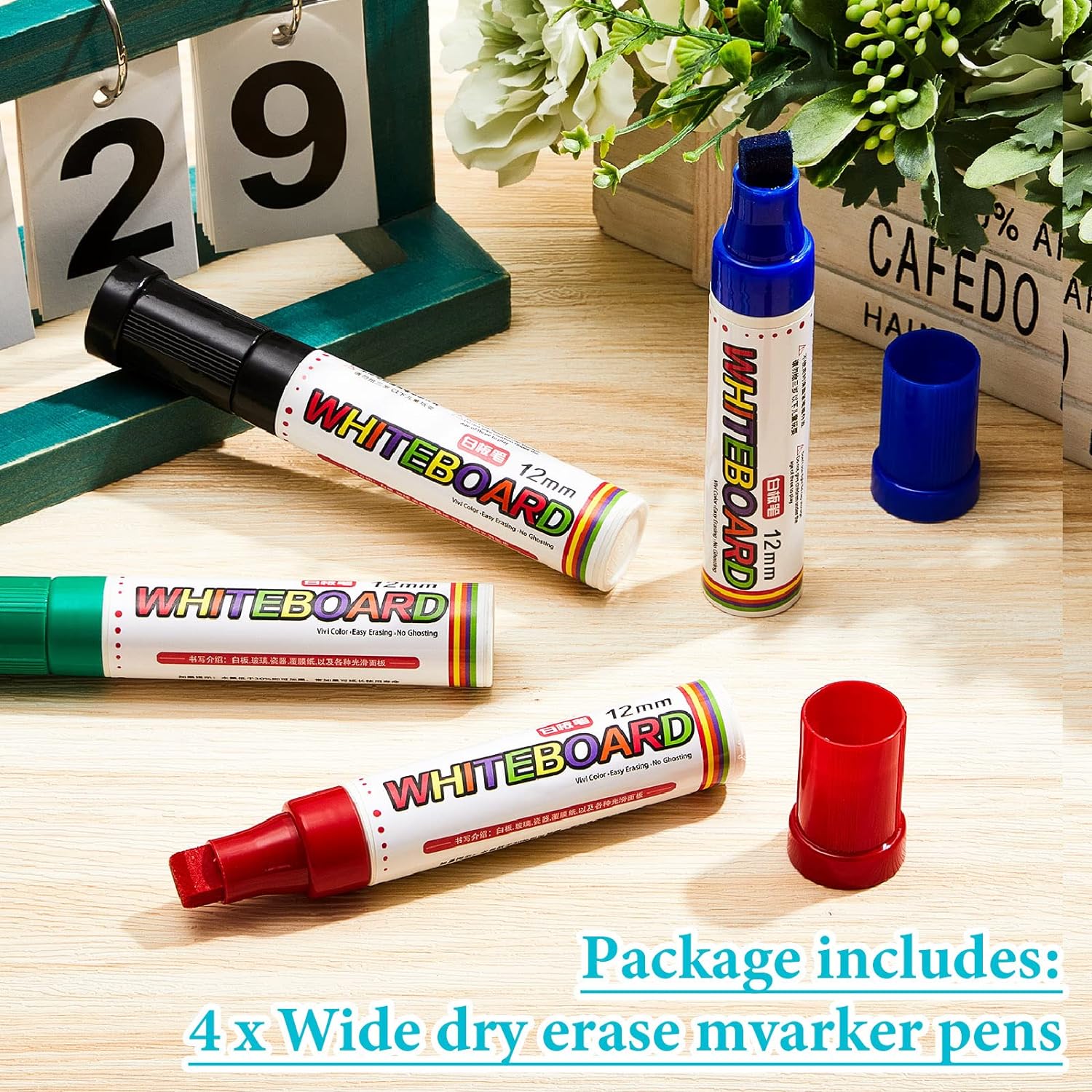 4 Pack Extra Thick Dry Erase Markers WhiteBoard Markers 12mm Big Nib