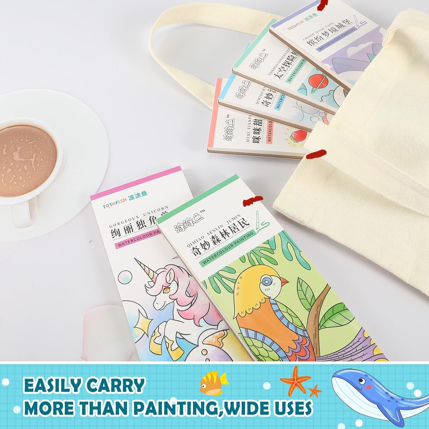 Mini-Aquarell-Malblock Set – 4 Stück, Taschenformat, Für Unterwegs, Kinder & Erwachsene