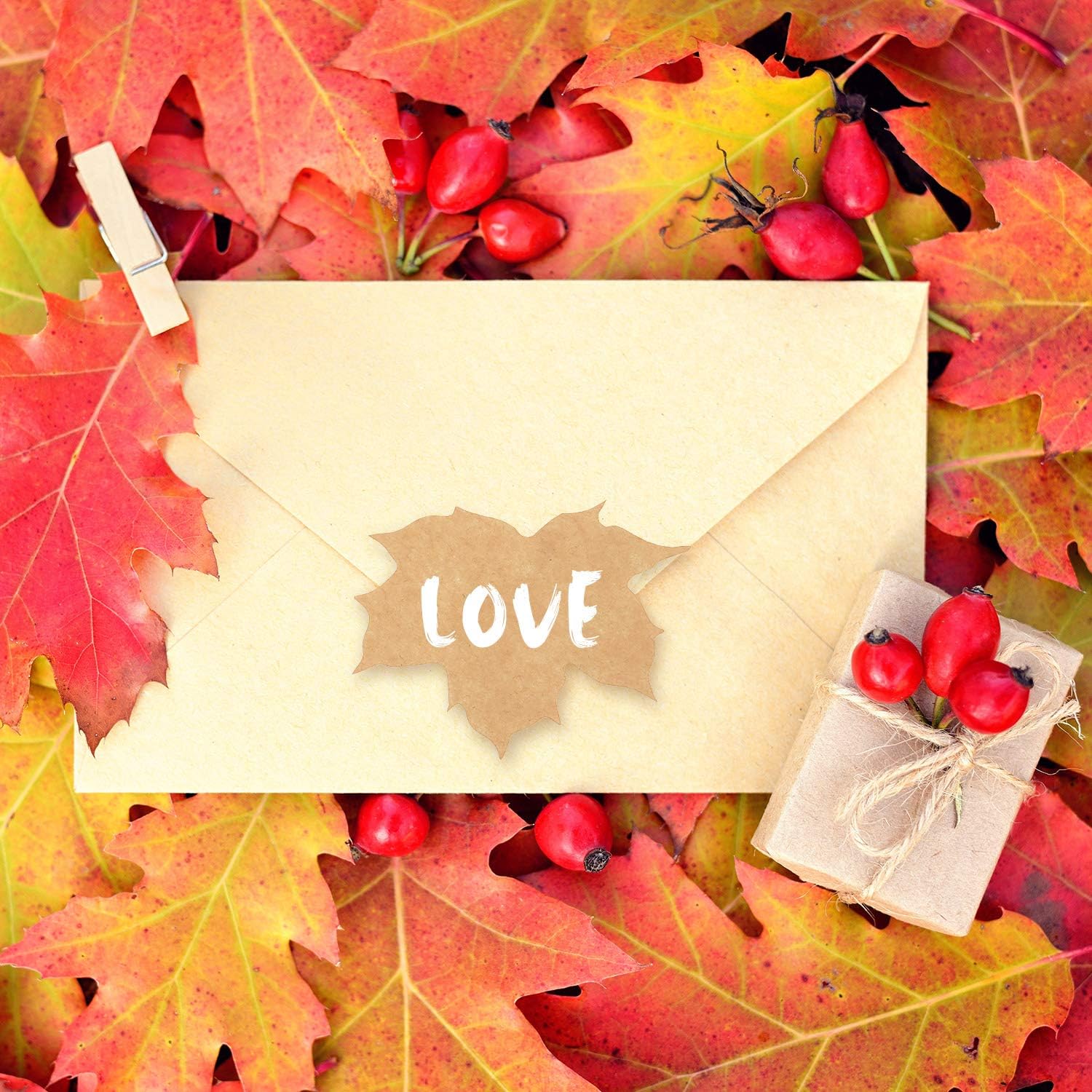 200 Pieces Thanksgiving Fall Leaves Autumn Kraft Paper Labels Stickers