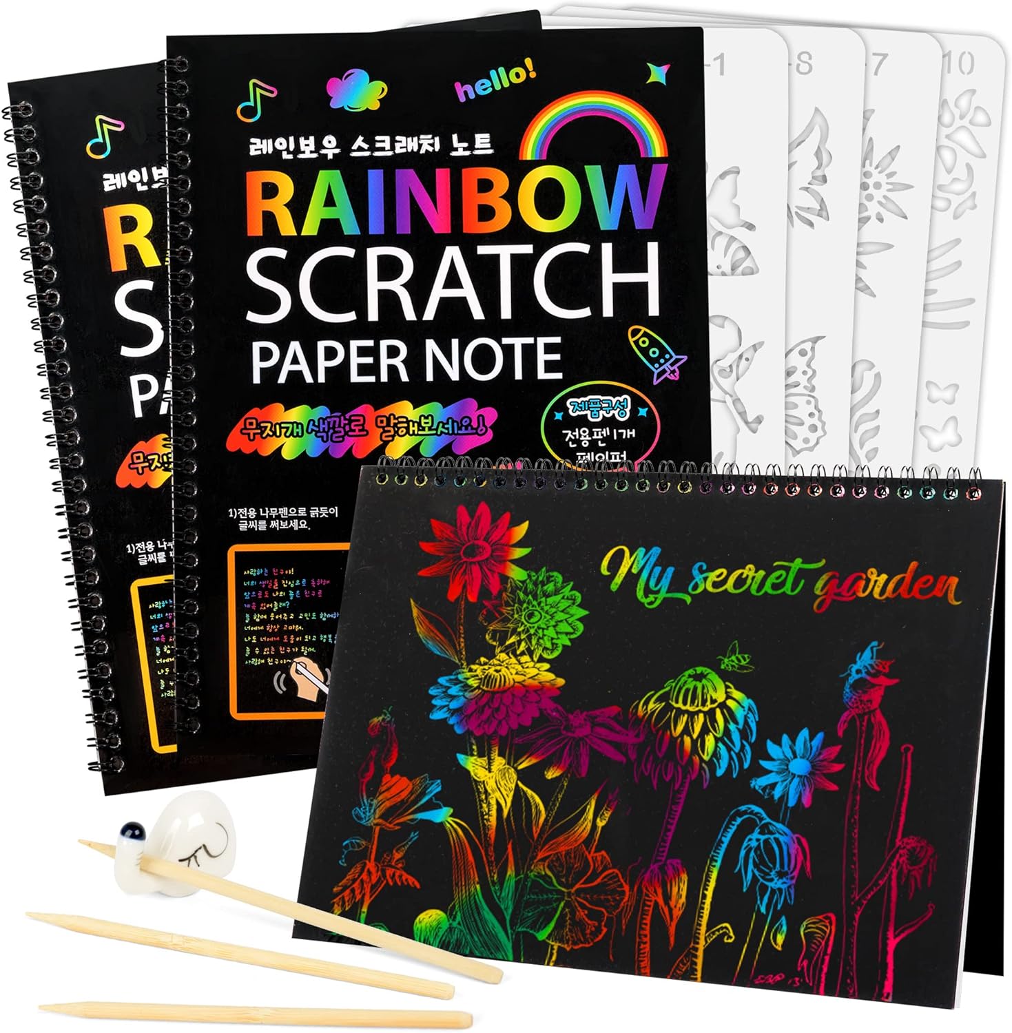 3 Pack Rainbow Scratch Art Paper Notebooks for Kids Arts Crafts