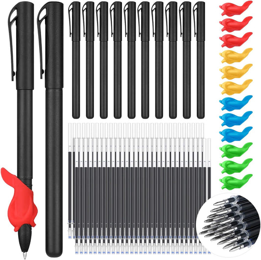 84Pcs Practice Pen Set 12 Ballpoint Pens,60 Refills and 12 Pen Holders