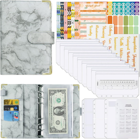 A6 Budget Binder with 12pcs Zipper Cash Envelopes Money Organizer