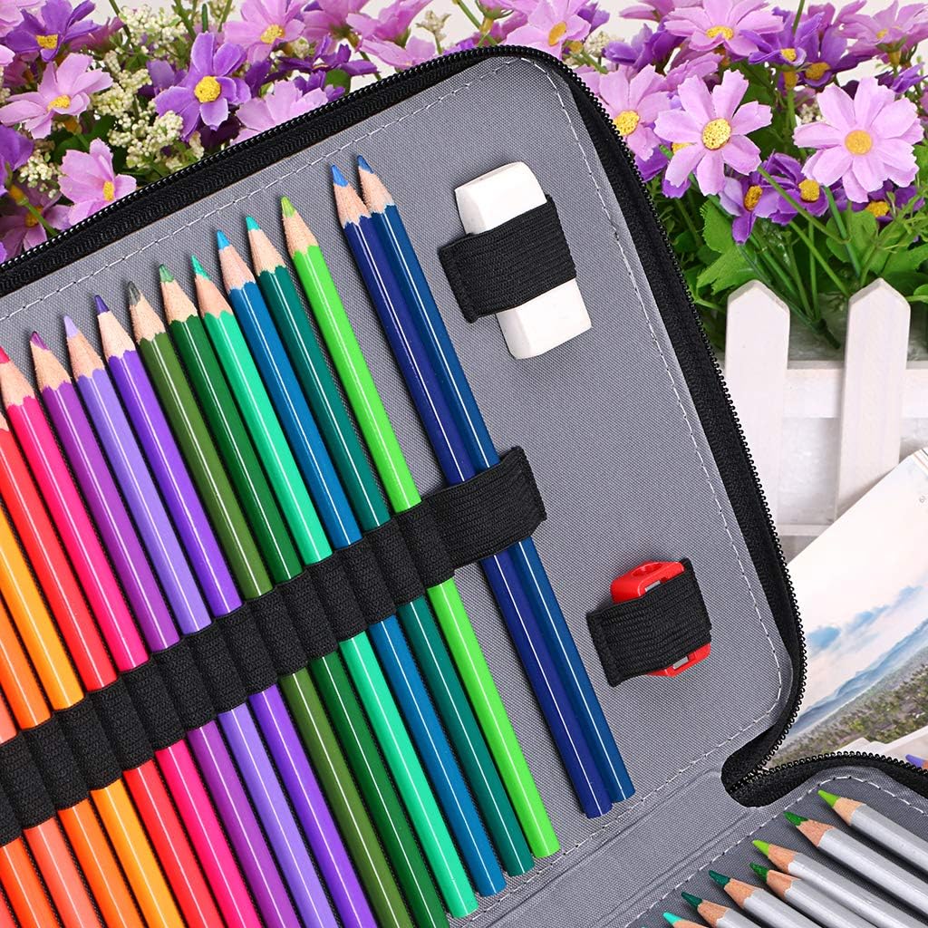 200 Slots PU Leather Pencil Case Holder Organizer