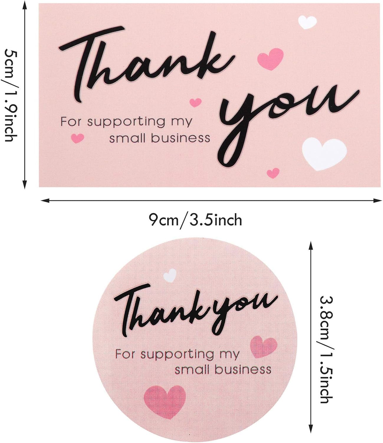 100 Pieces Thank You for Supporting My Small Business Card and 500 Pieces Stickers - TTpen