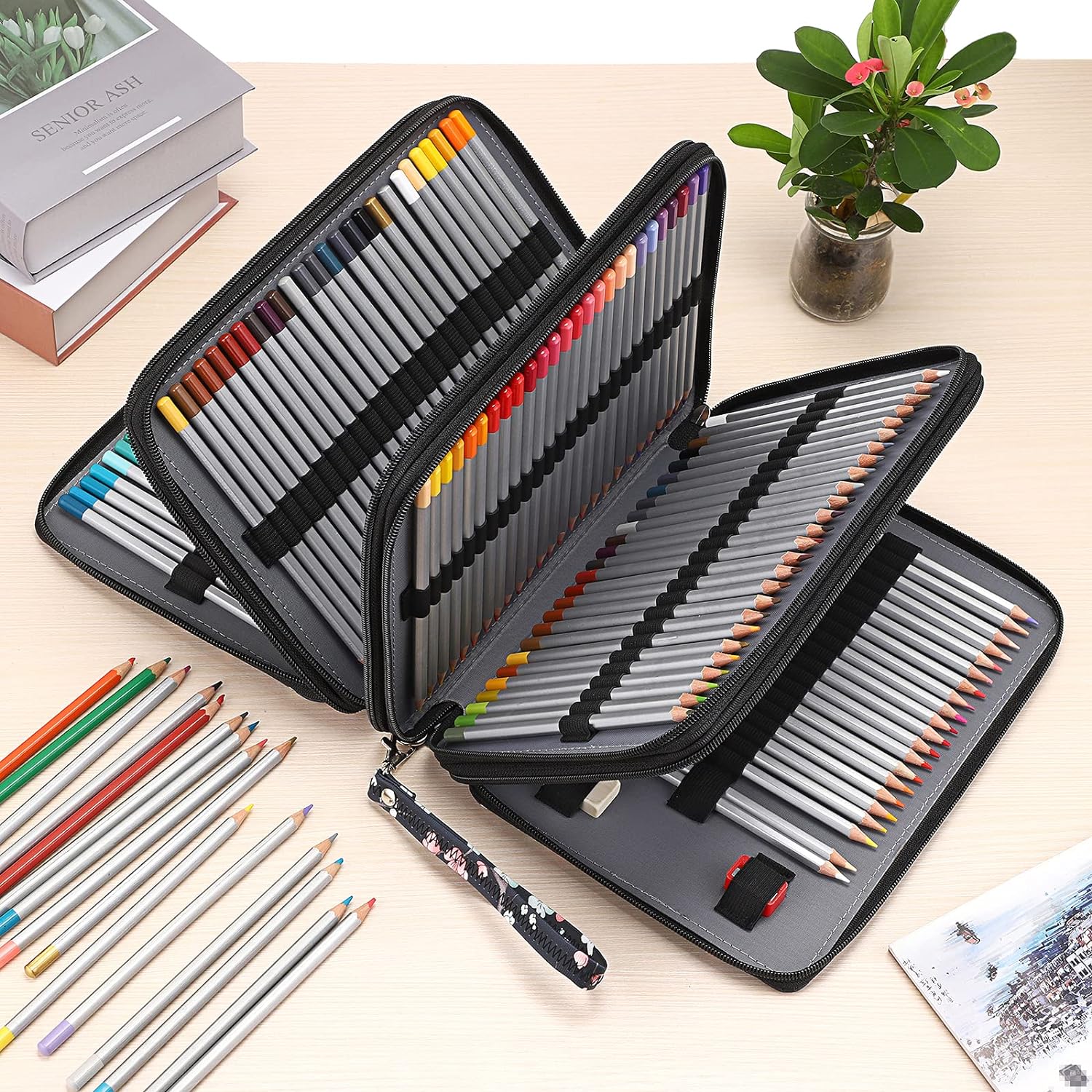 200 Slots Colored Pencil Case Large Capacity Pencil Organizer