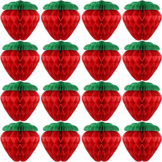 6 Inch Tissue Paper Strawberry Ball Decoration Red