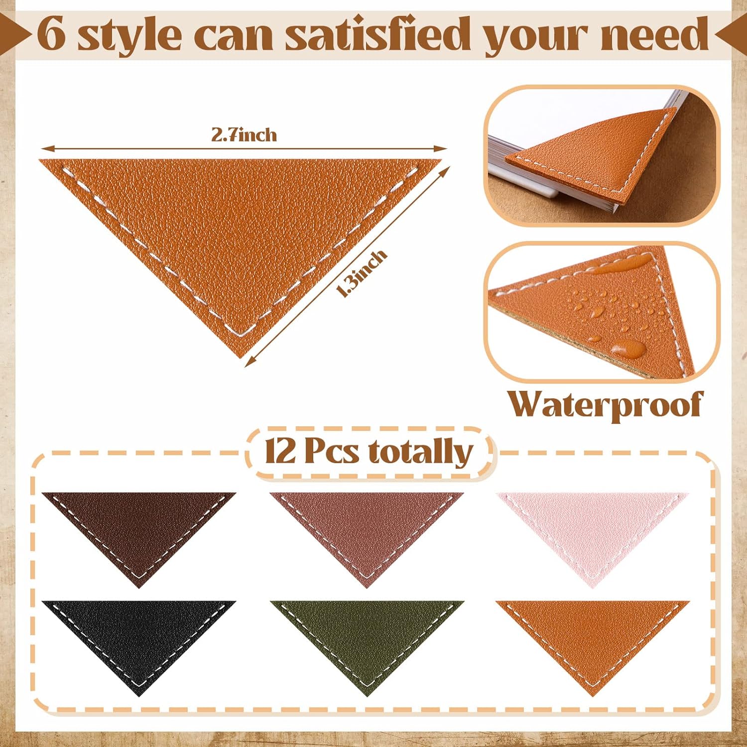 12Pcs Leather Corner Bookmarks for Women Book Lovers Gift Bible