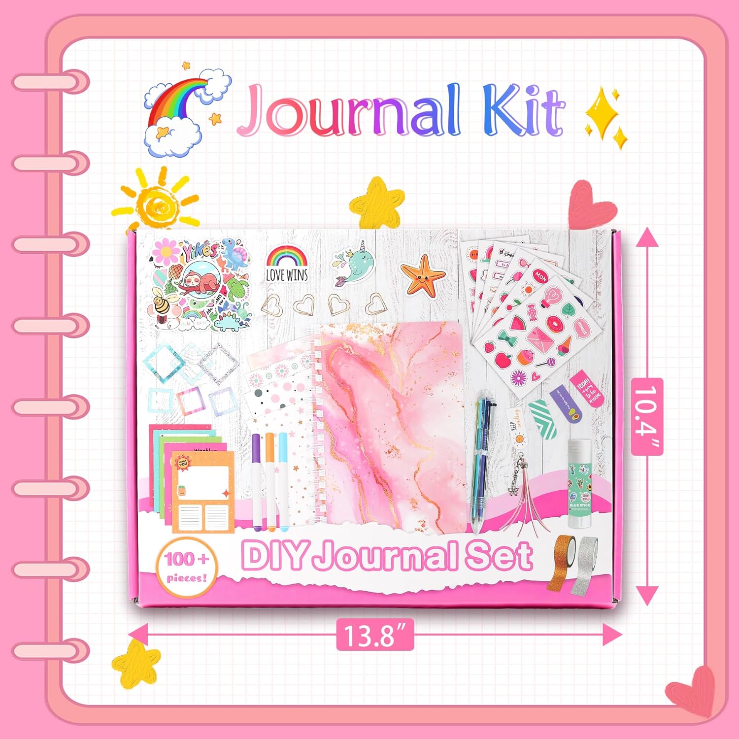 DIY Scrapbook Journal Set for Girls Ages 6-14 Years Old,Pink