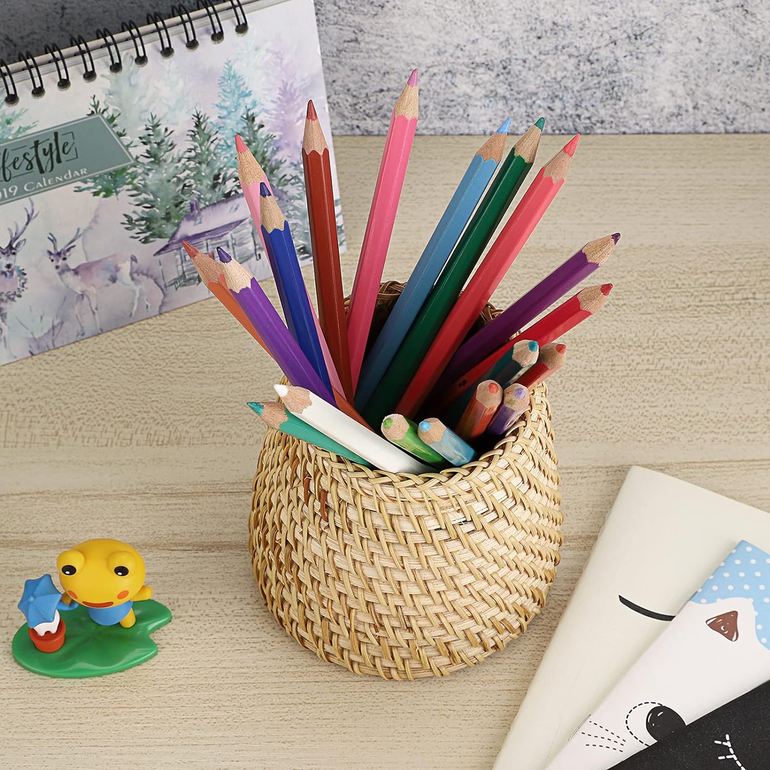 Rattan Pen Cup,Handmade Desk Pencil Holders