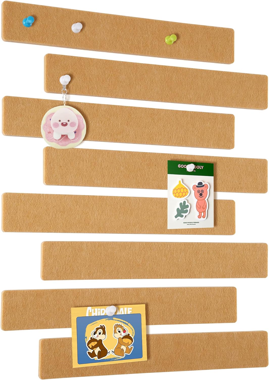 Felt Self-Adhesive Bulletin Board Bar Strips with 40 Push Pins 8 Pack
