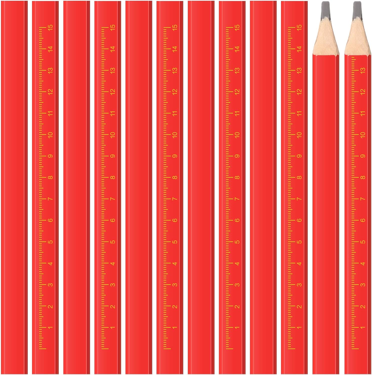 100 Pieces Octagonal Red Hard Black Carpenter Construction Pencils