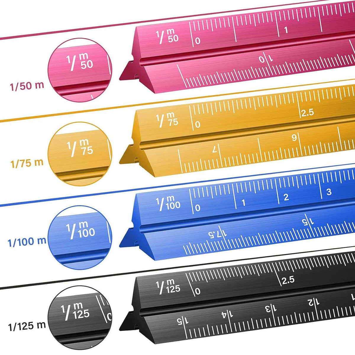 Scale Ruler For Cap 4 Colors Pocket Architectural Scale Rulers 6 Inch