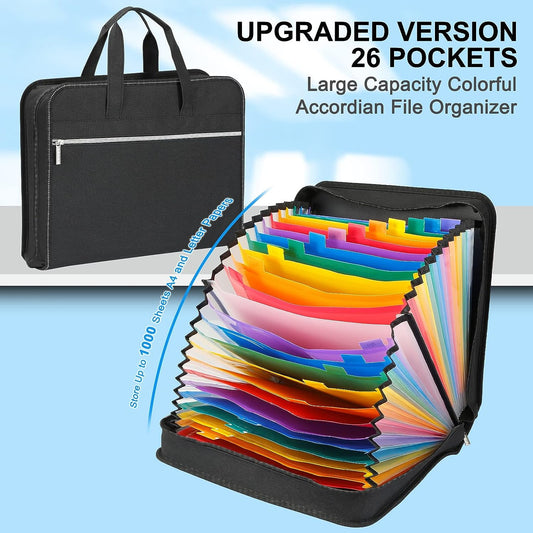 26 Pockets Expanding A4 File Folder Organizer with Handle - TTpen