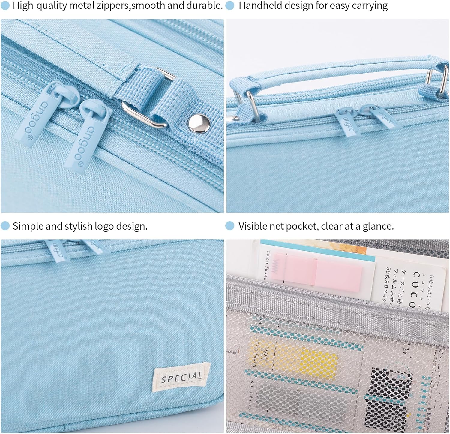 Large Capacity Pencil Case Double Zipper Storage Bag