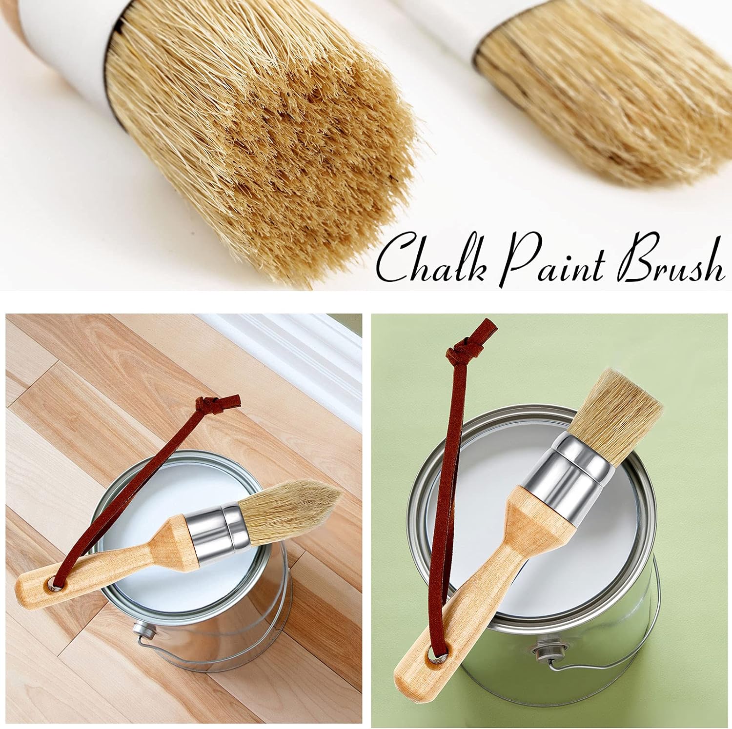 3 Pieces Chalk and Wax Paint Brushes for Acrylic Painting Wood Furniture