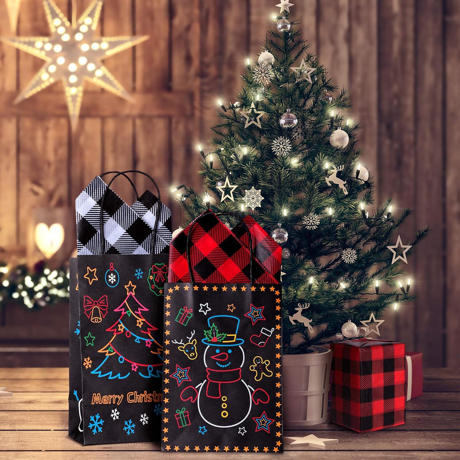 100Pcs Christmas Tissue Paper DIY Wrapping Paper Red Black