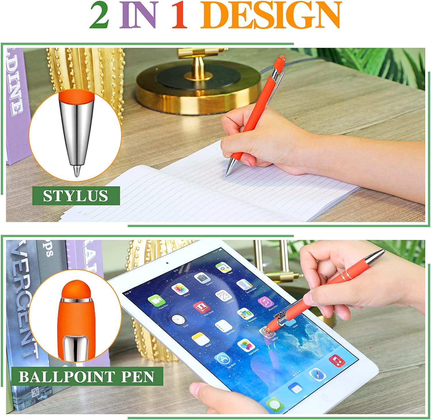 38Pcs Rubberized Ballpoint Pen with Stylus Tip for Touch Screen Devices