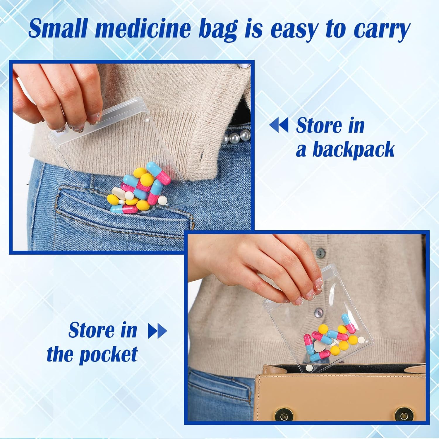 Zippered Pill Pouch Travel Medicine Organizer Storage 24 Pack