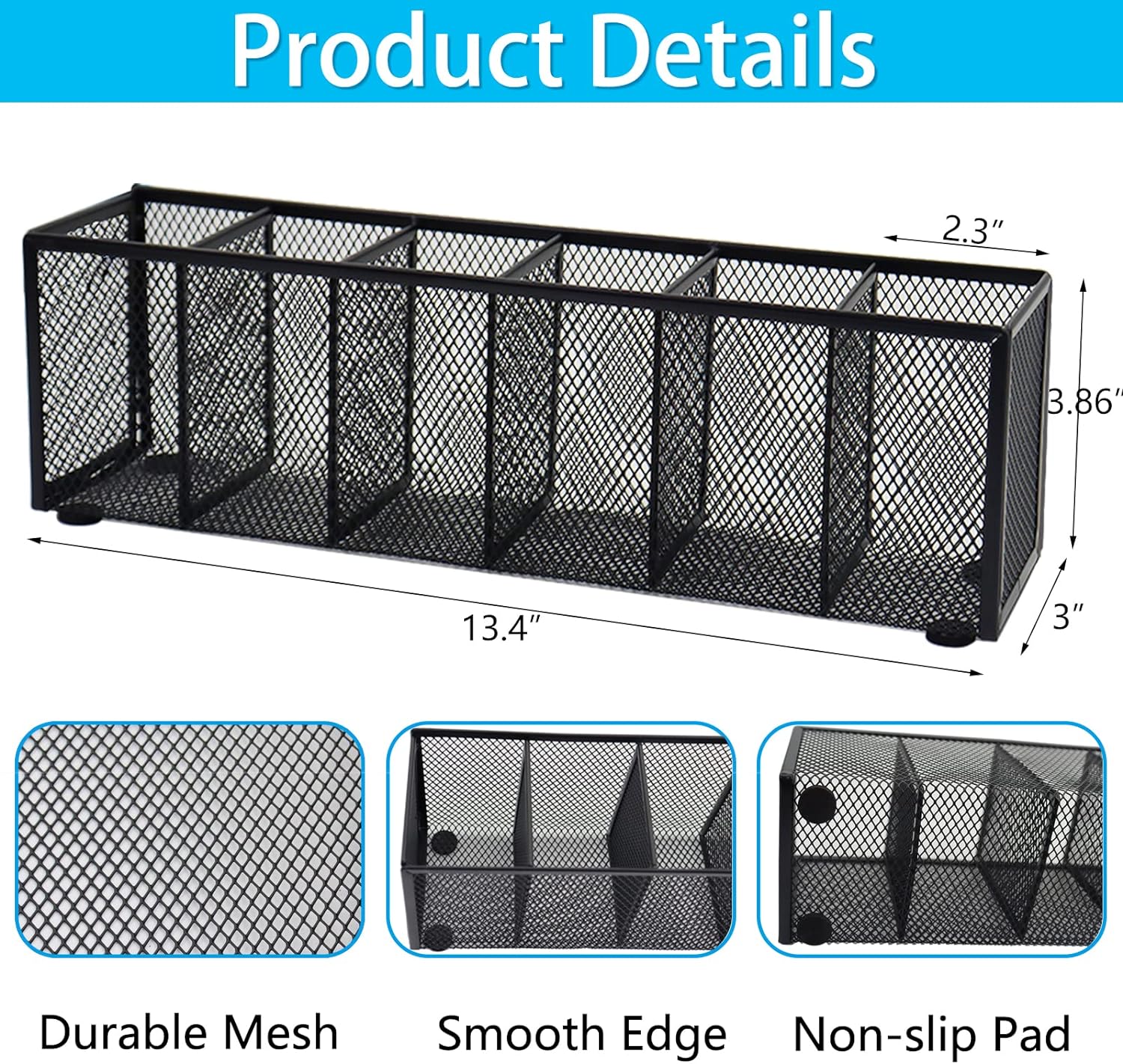 Black Mesh Pen Pencil Holder,Small Metal Desk Organizer