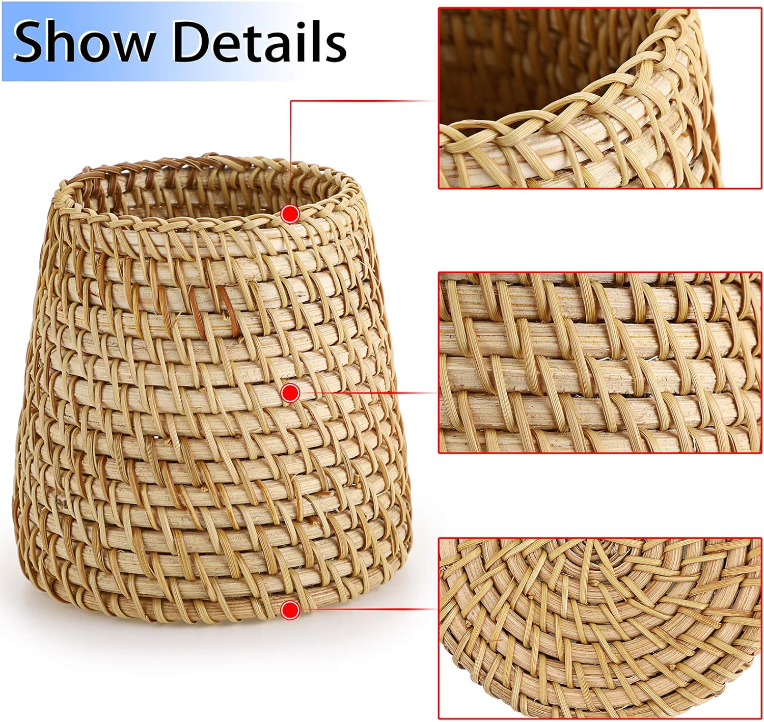 Rattan Pen Cup,Handmade Desk Pencil Holders