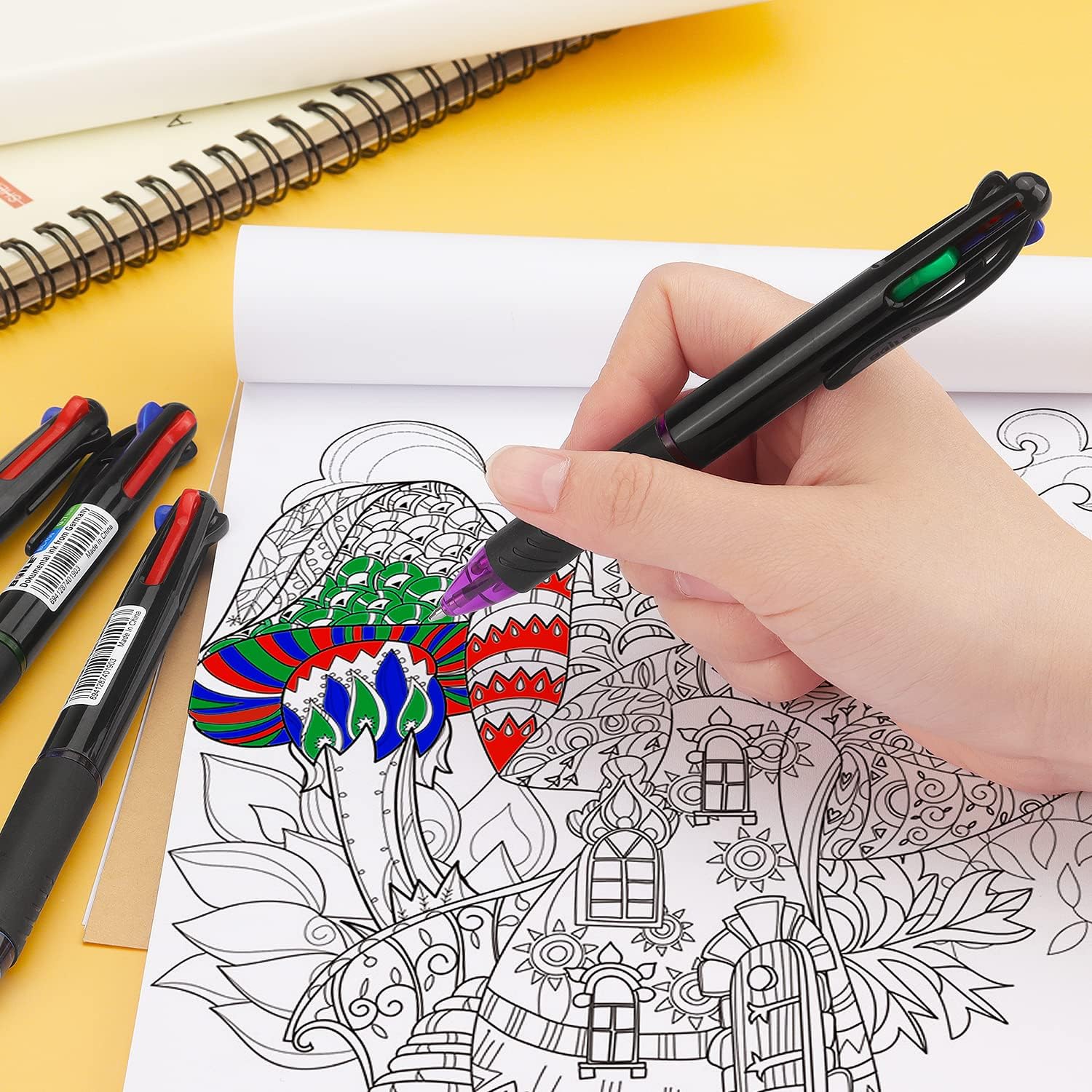 Multicolor Ballpoint Pens 4in1 0.7mm Retractable Gift Pens