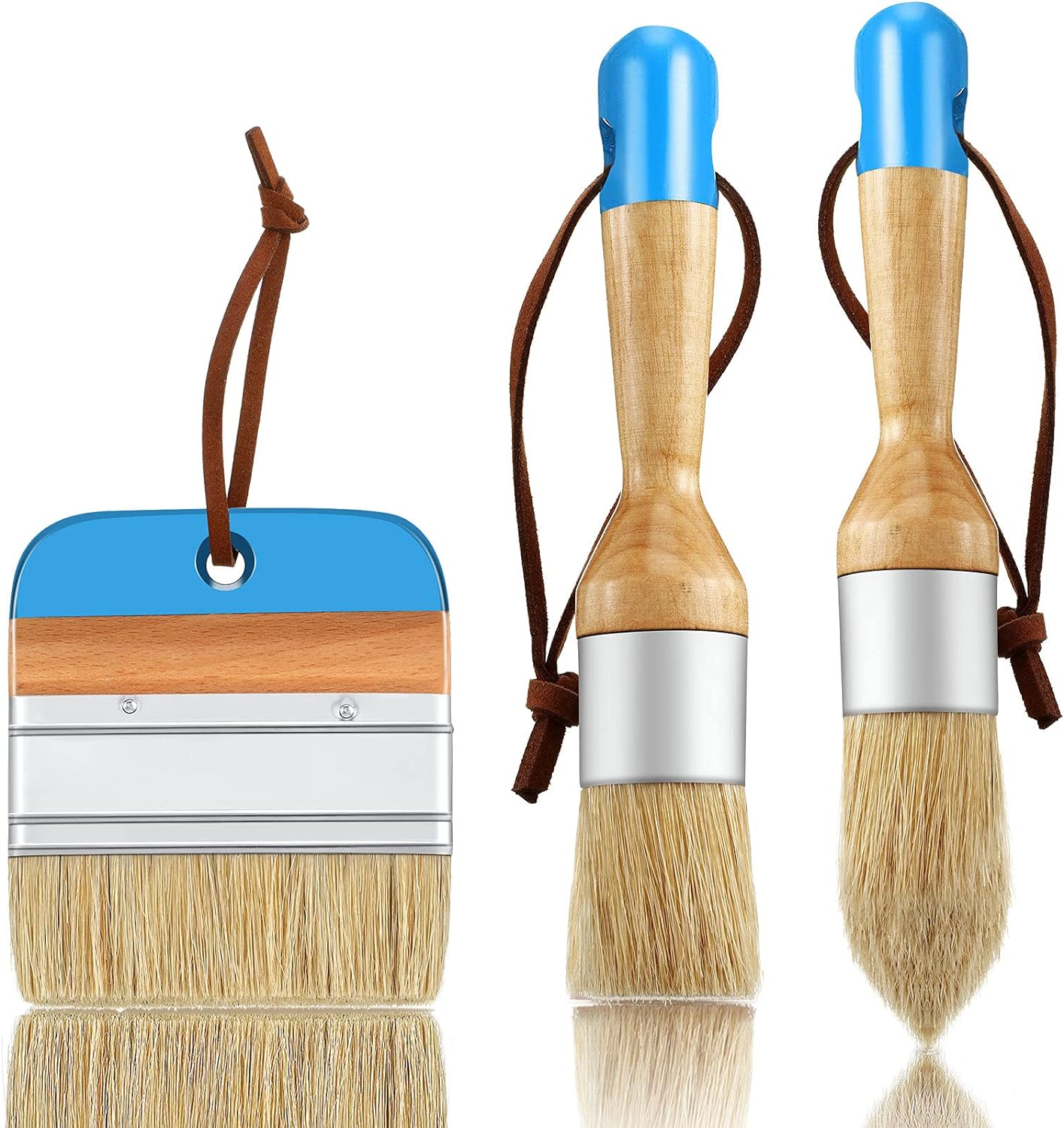 3 Pieces Chalk and Wax Paint Brushes for Acrylic Painting Wood Furniture