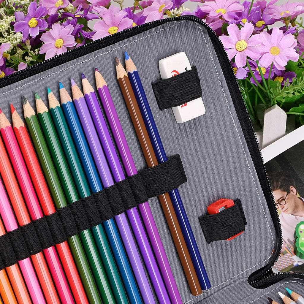 200 Slots PU Leather Pencil Case Holder Organizer