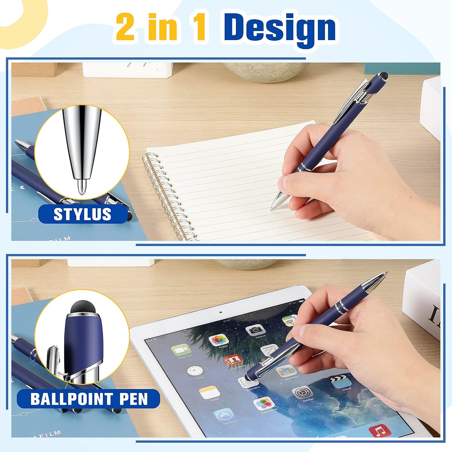 38Pcs Rubberized Ballpoint Pen with Stylus Tip for Touch Screen Devices