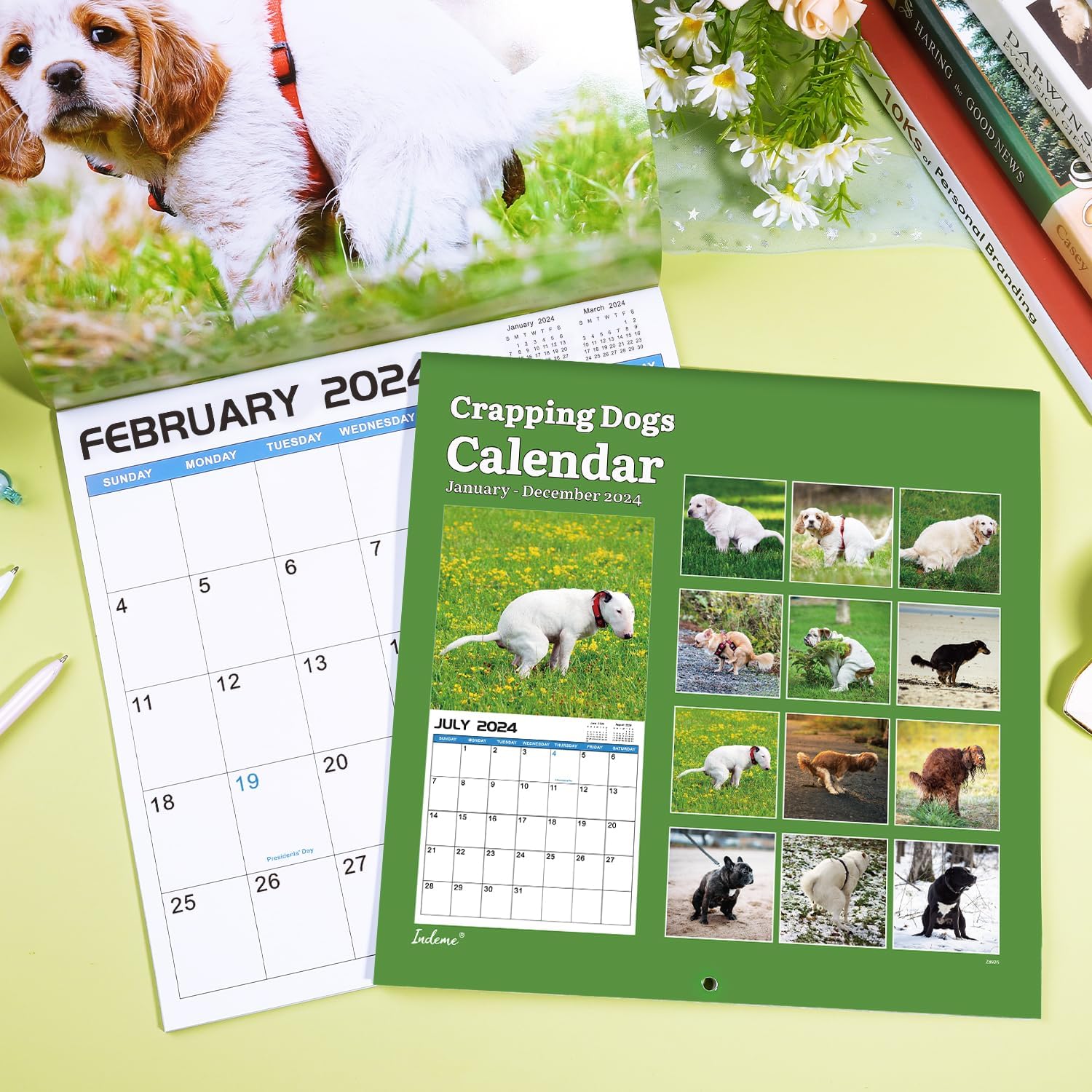 2024 Wall Calendar Crapping Dogs