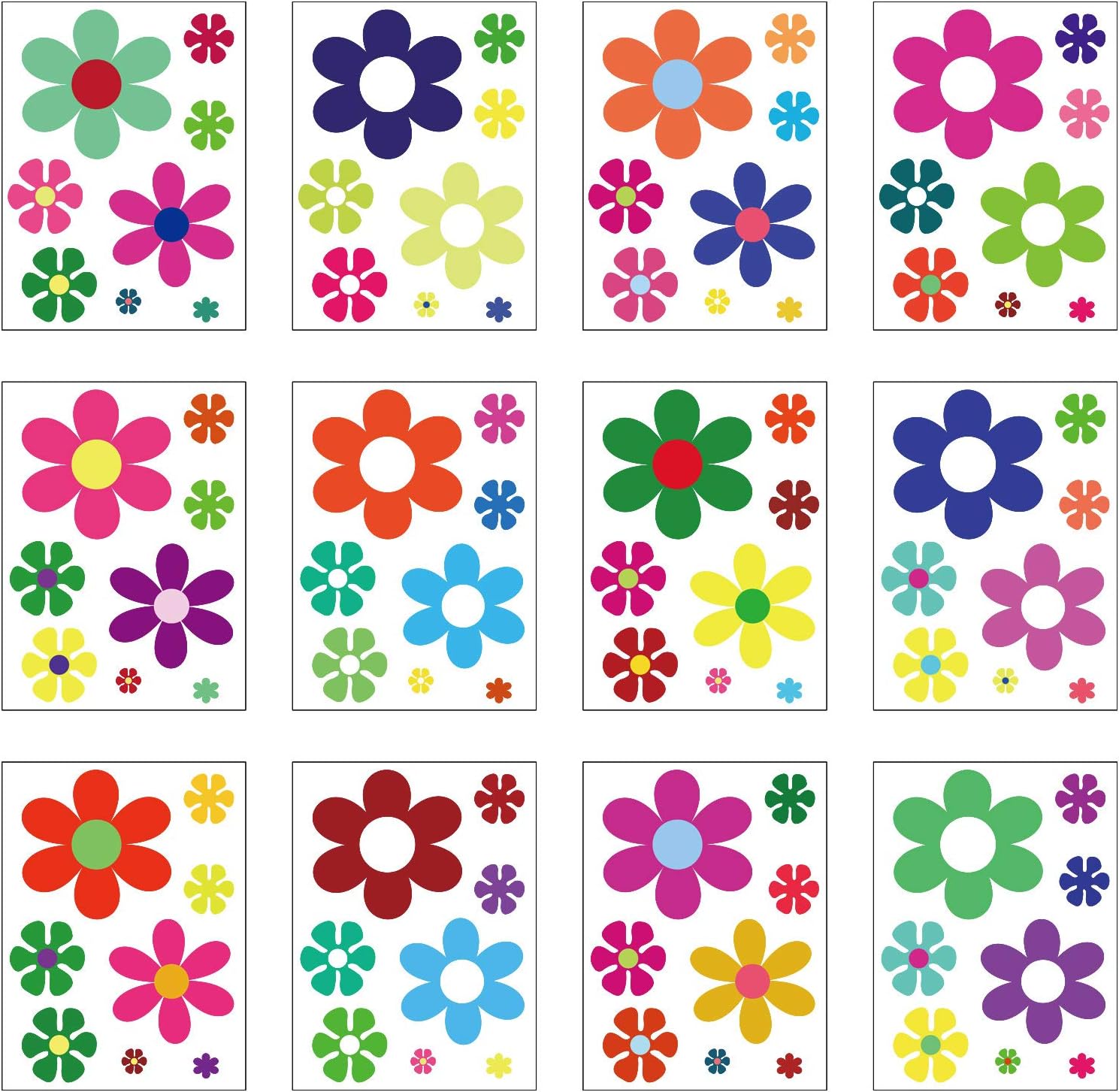 96 Pieces Car Flowers Stickers for Window Laptop Car Decoration