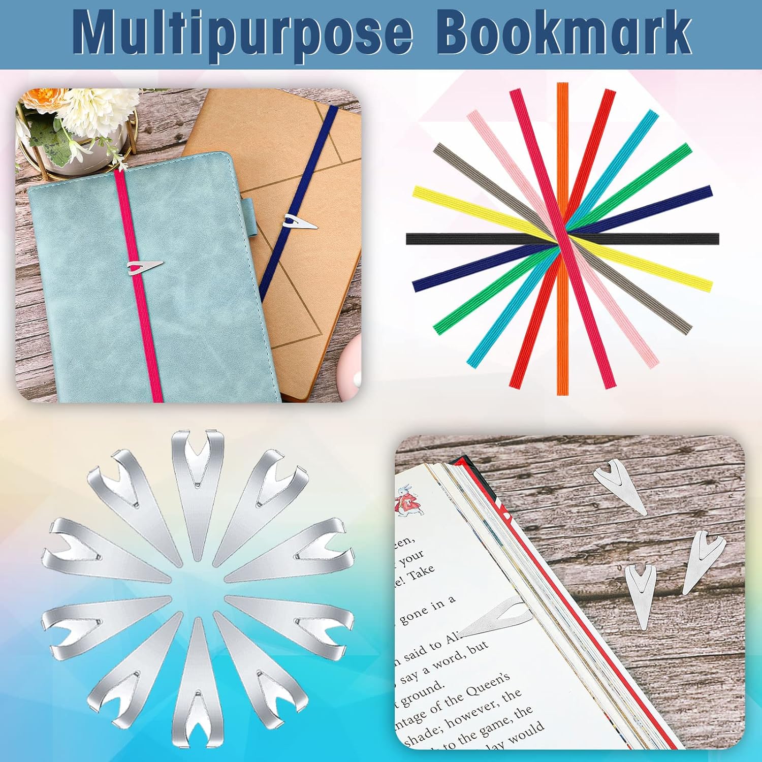 20Pcs Elastic Bookmarks Stainless Steel Book Darts for Book Lovers