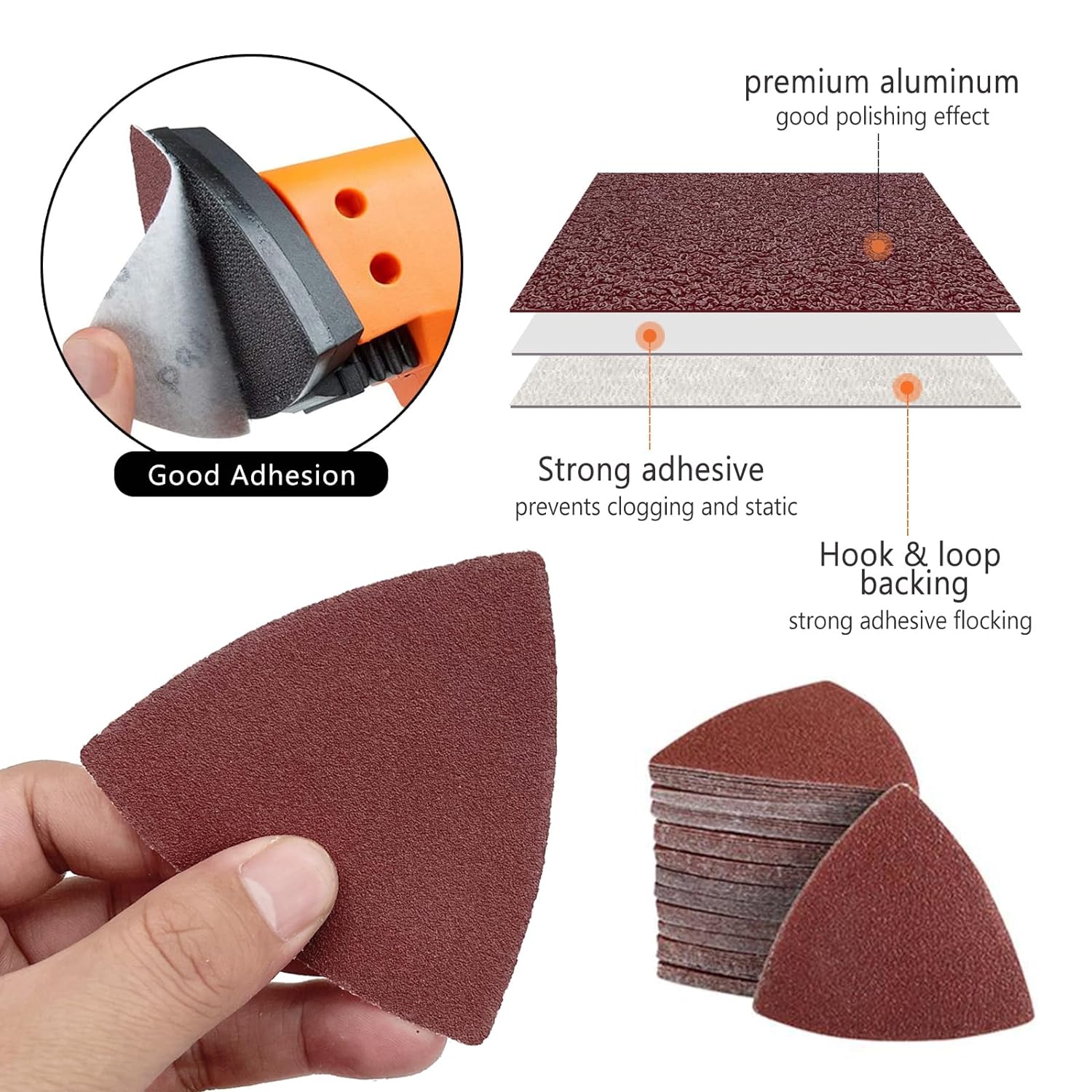 170PCS Hook and Loop Triangle Sandpaper for 3-1/8 Inch