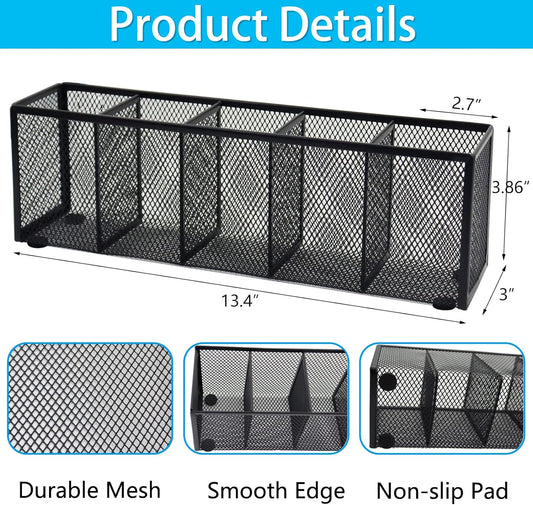 Black Mesh Pen Pencil Holder,Small Metal Desk Organizer