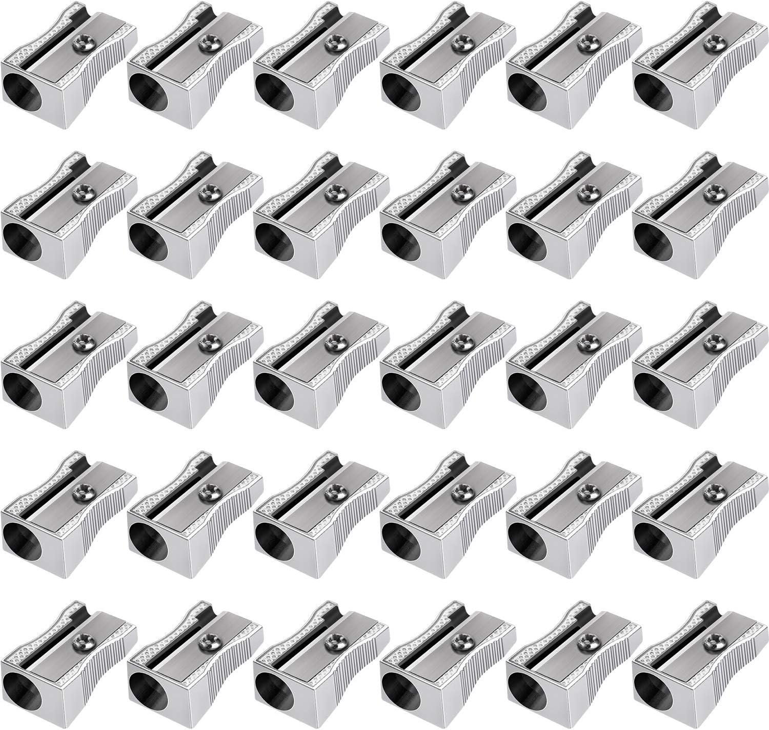 48 Pack Handheld Metal Mini Manual Pencil Sharpeners Silver