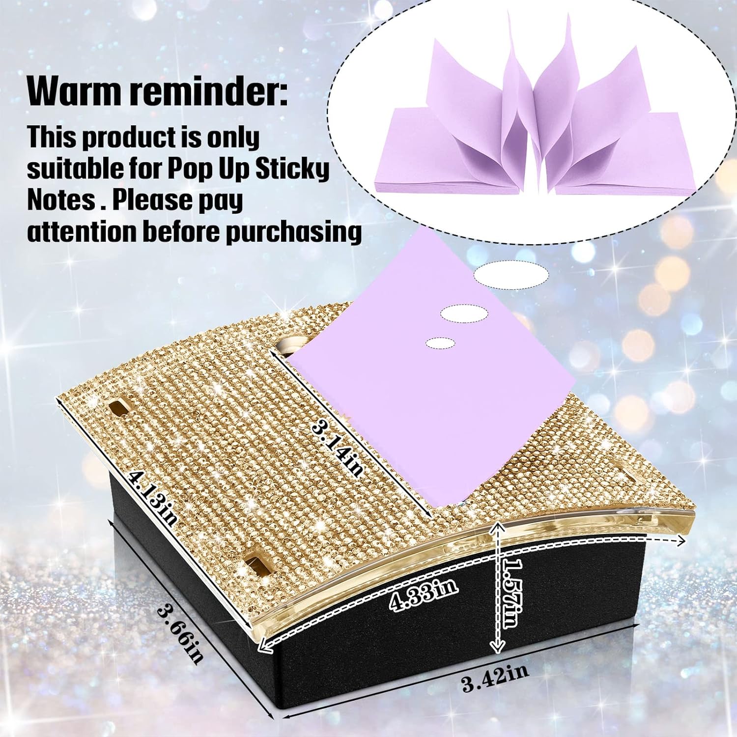 Rhinestone Self Stick Notepad Holders 4x4 Inches Memo Note Dispenser