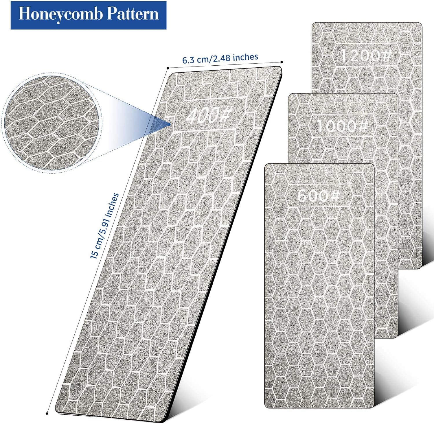 4Pcs Diamond Sharpening Stones (400/600/1000/1200 Grit)