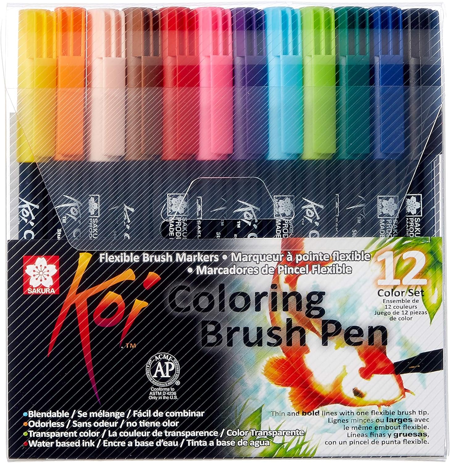 SAKURA Koi Colouring Brush Pen Set Pack of 12 Pens